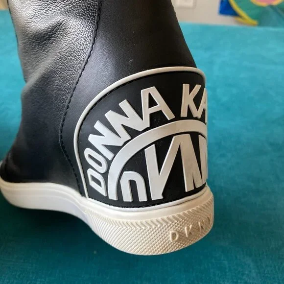 Donna Karan DKNY Women's Black White Wedge Bootie Sneakers Size 9.5 - Picture 7 of 12